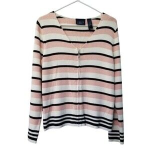 Crazy Horse Zippered Cardigan Striped Women's Medium